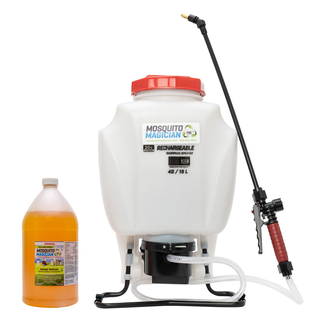 Battery Backpack Sprayer + 1 Gallon Mosquito Killer &amp; Repellent Combo