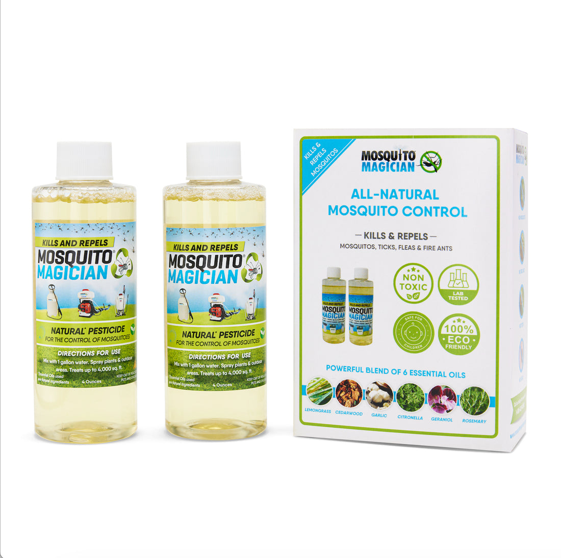 Mosquito Killer &amp; Repellent Concentrate - Easy To Use Pack! 4 ounce bottles (2)